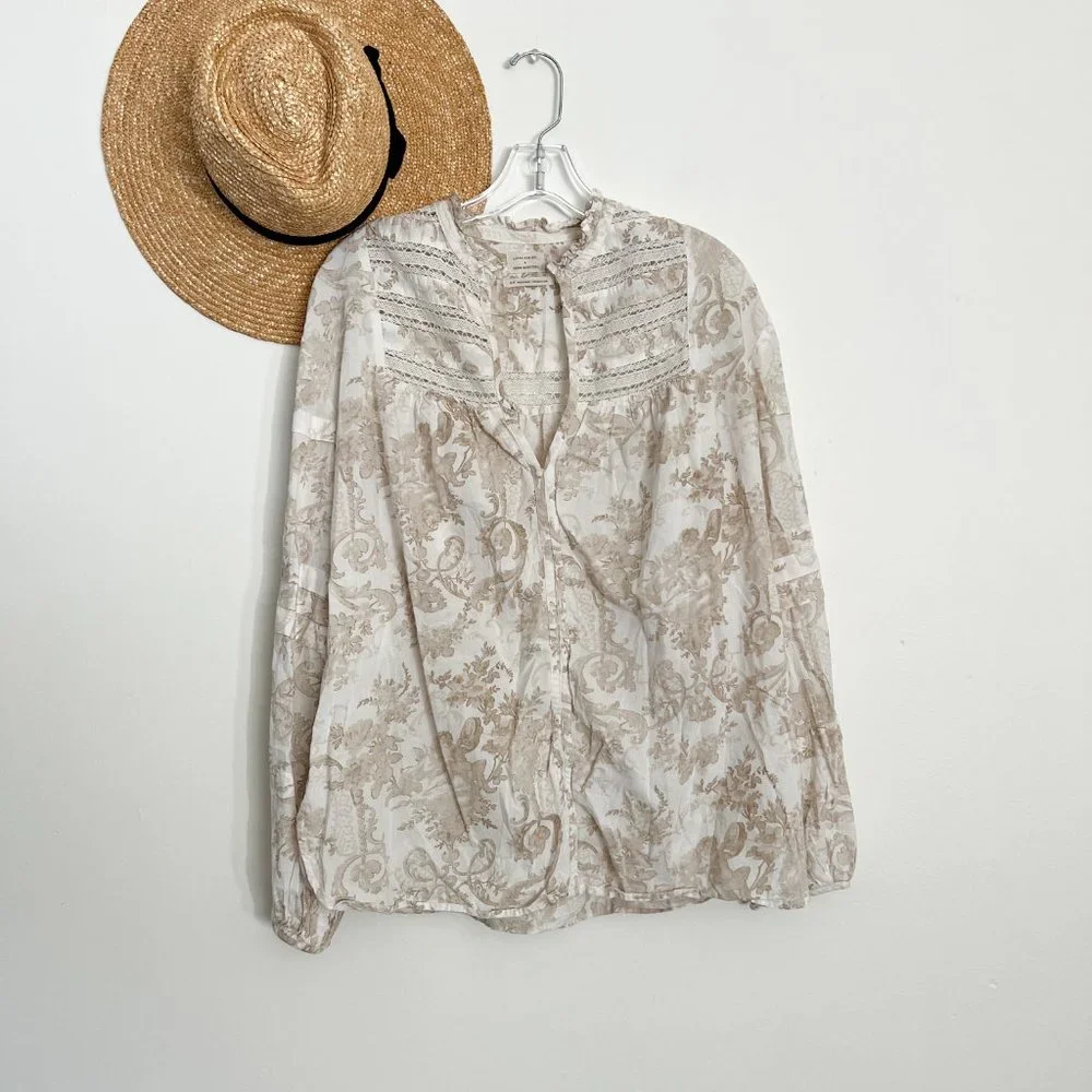 Elegant Cream Paisley Blouse - Picture 6 of 12